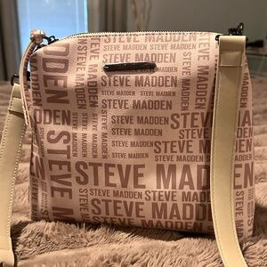 Steve Madden Beige Logo Crossbody Bag